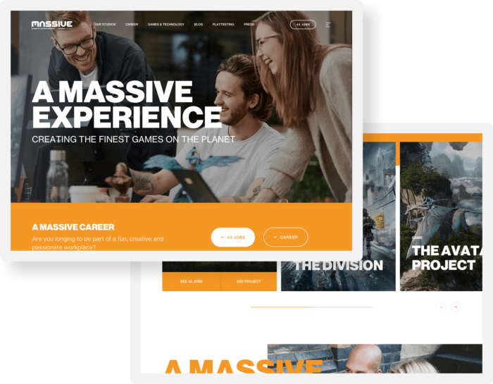 landningssida för Massive Entertainment