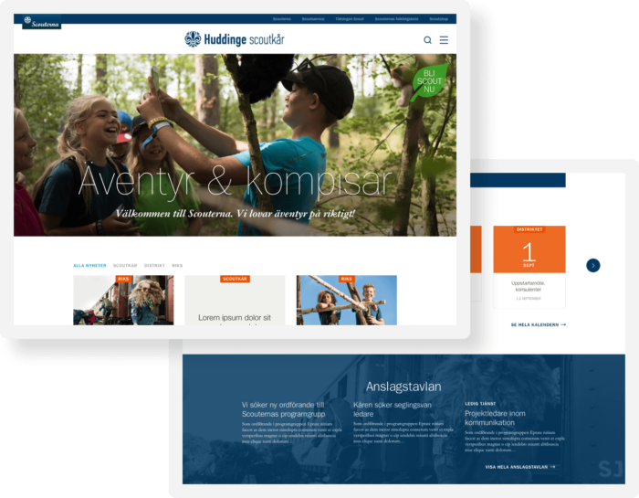 2 webbsidor på huddinge scoutkårs webbplats