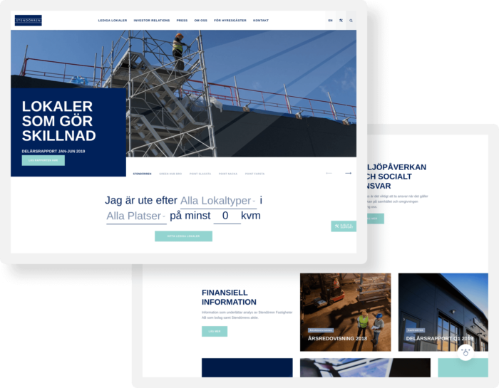 2 webbsidor på stendörrens webbplats