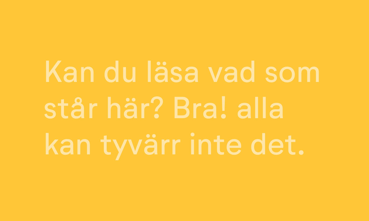 Exempel på text med dålig kontrastskillnad mellan textfärg och bakgrundsfärg