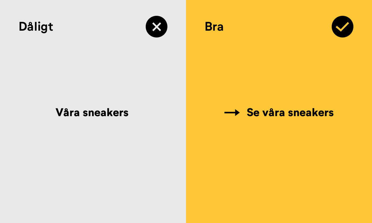 Bra och dåligt exempel på länktexter